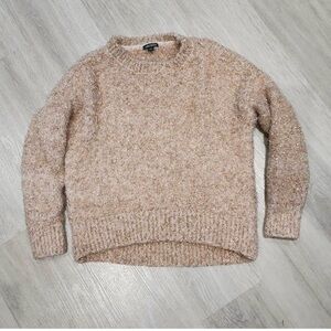 Wild Fable Womens Fuzzy Tinsel Knit Long Sleeve Pullover Sweater Pink Gold Small